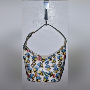 Bee Patterned White and Blue Women's Bag